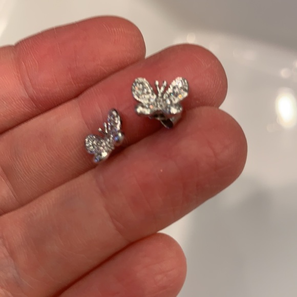 Sterling cz butterfly earrings - Picture 3 of 4